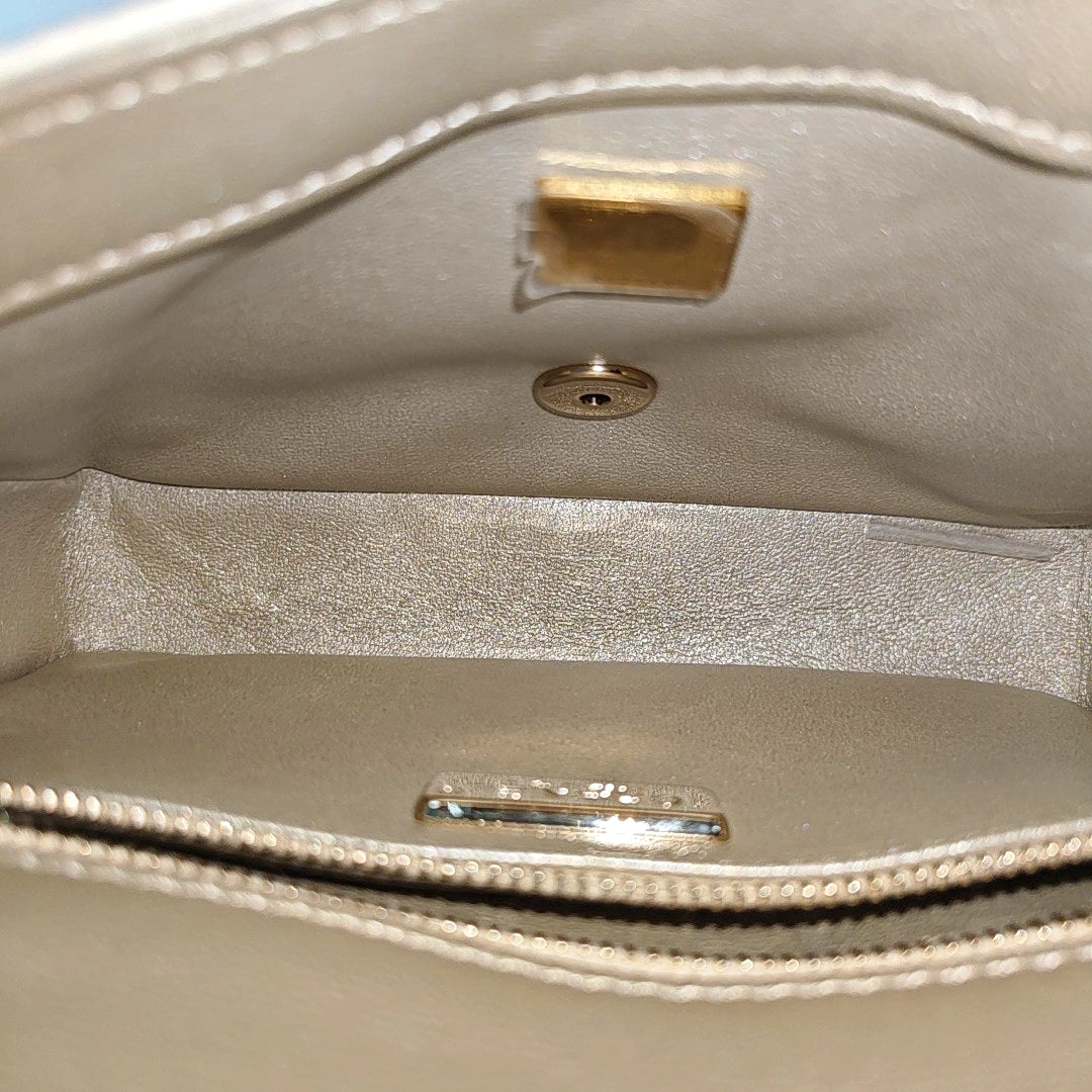 Quilted Special Material Shoulder Bag White