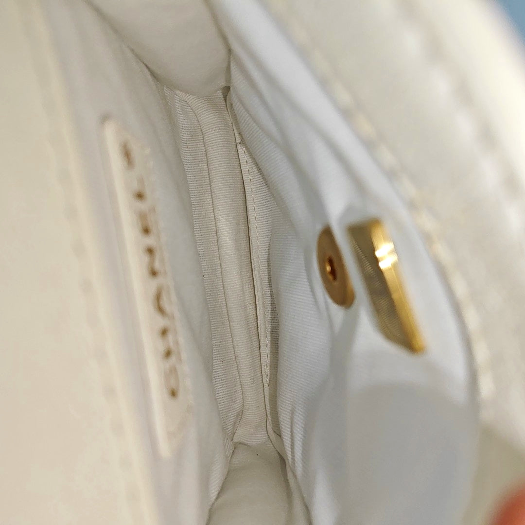 Quilted Calfskin Shoulder Bag Mini White