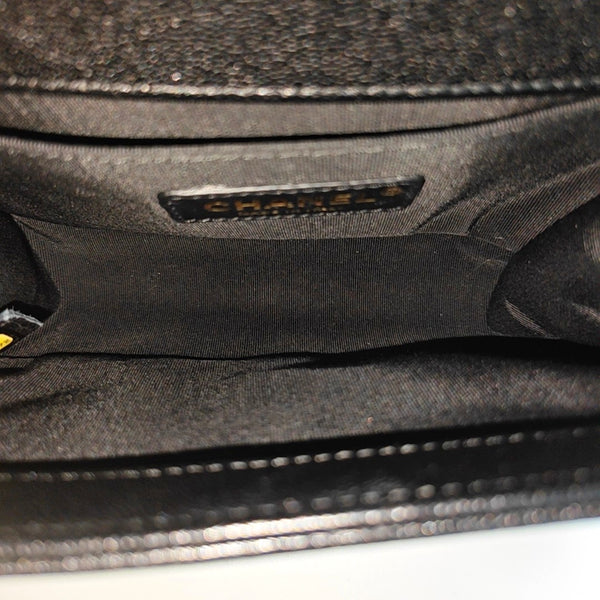 Leboy Small Chevron Grained Calfskin Black