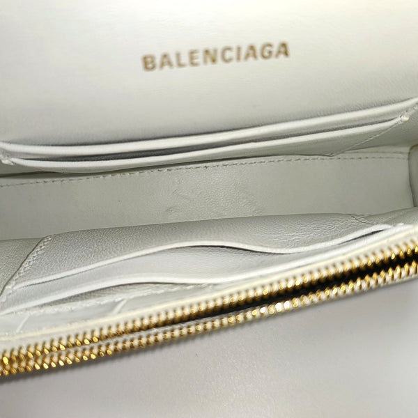 Hourglass Wallet On Chain Mini Calfskin White