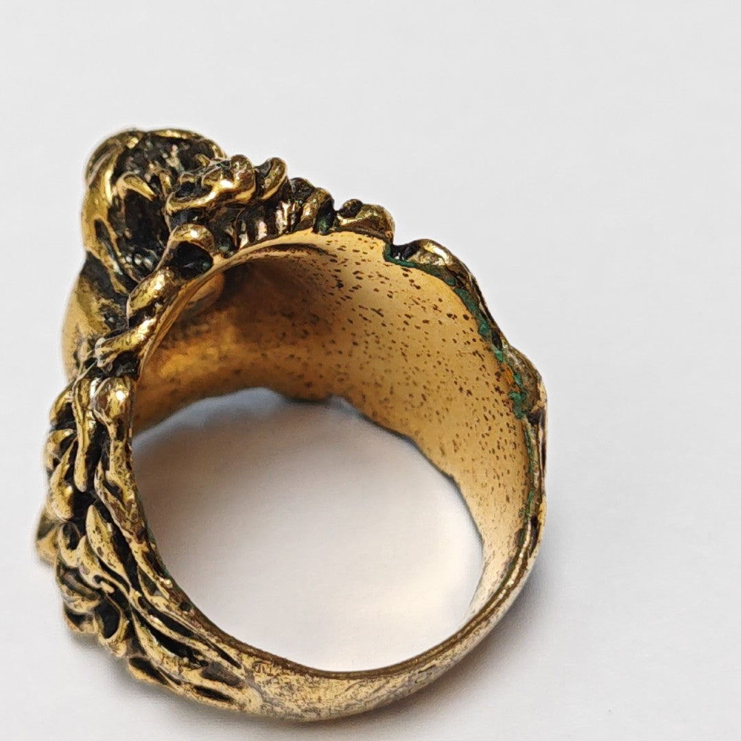 Lion Head Metal Gold Ring EU 62