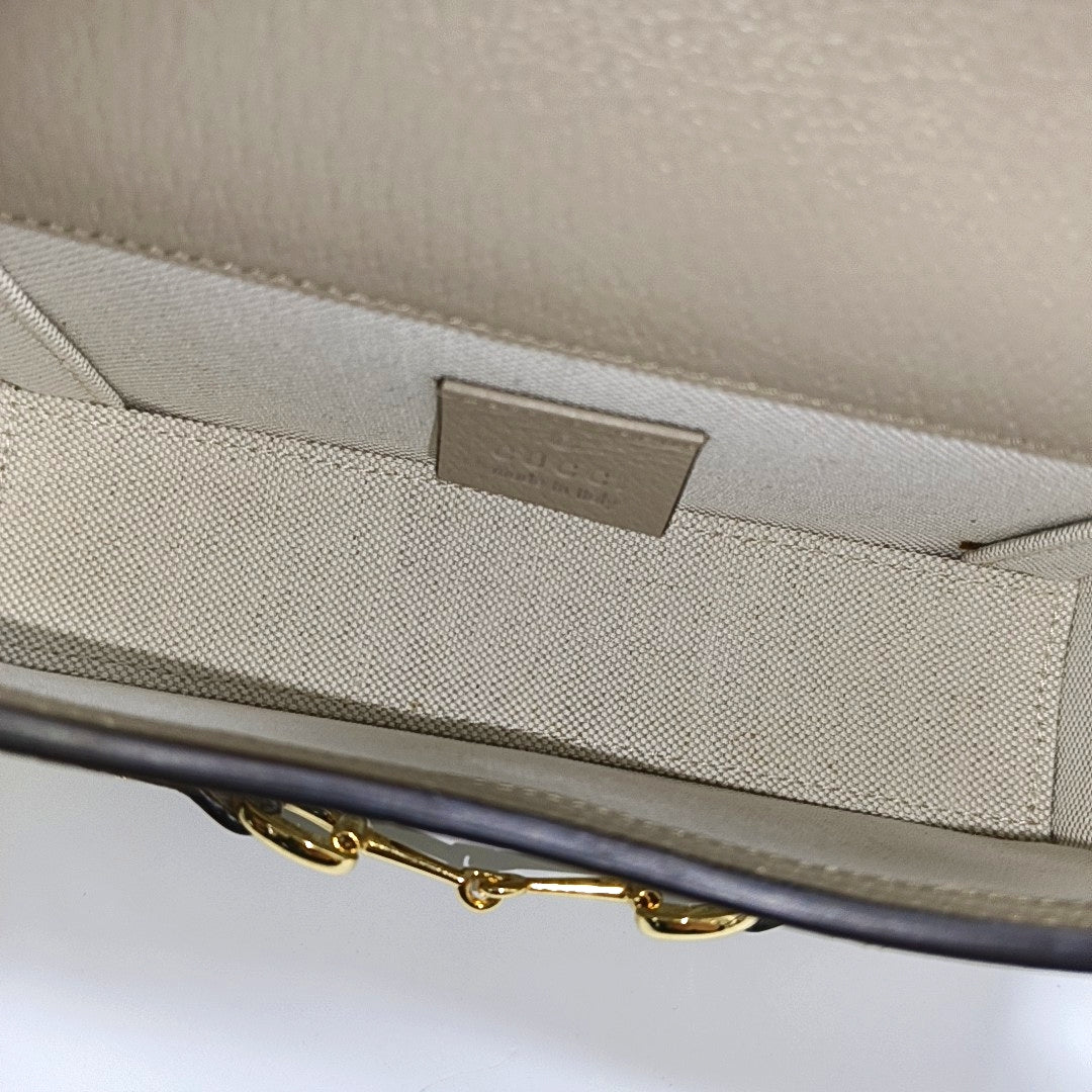 Authenticated pre-owned  Horsebit 1955 Mini Monogram Coated Canvas White - Shoulder Bag at Looply
