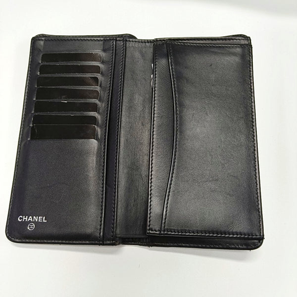 Quilted Grained Calfskin Wallet Black