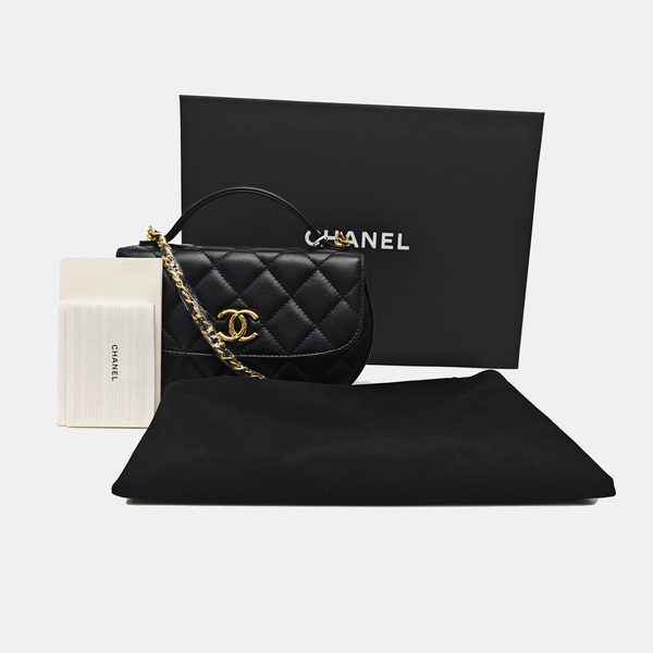 23A HOBO Quilted Calfskin Black