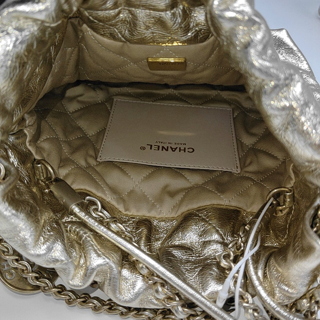 CHANEL 22 Small Quilted Calfskin Beige