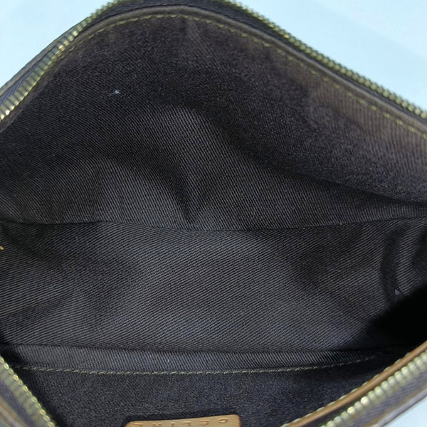 Coated Canvas Top Handle Bag Brown
