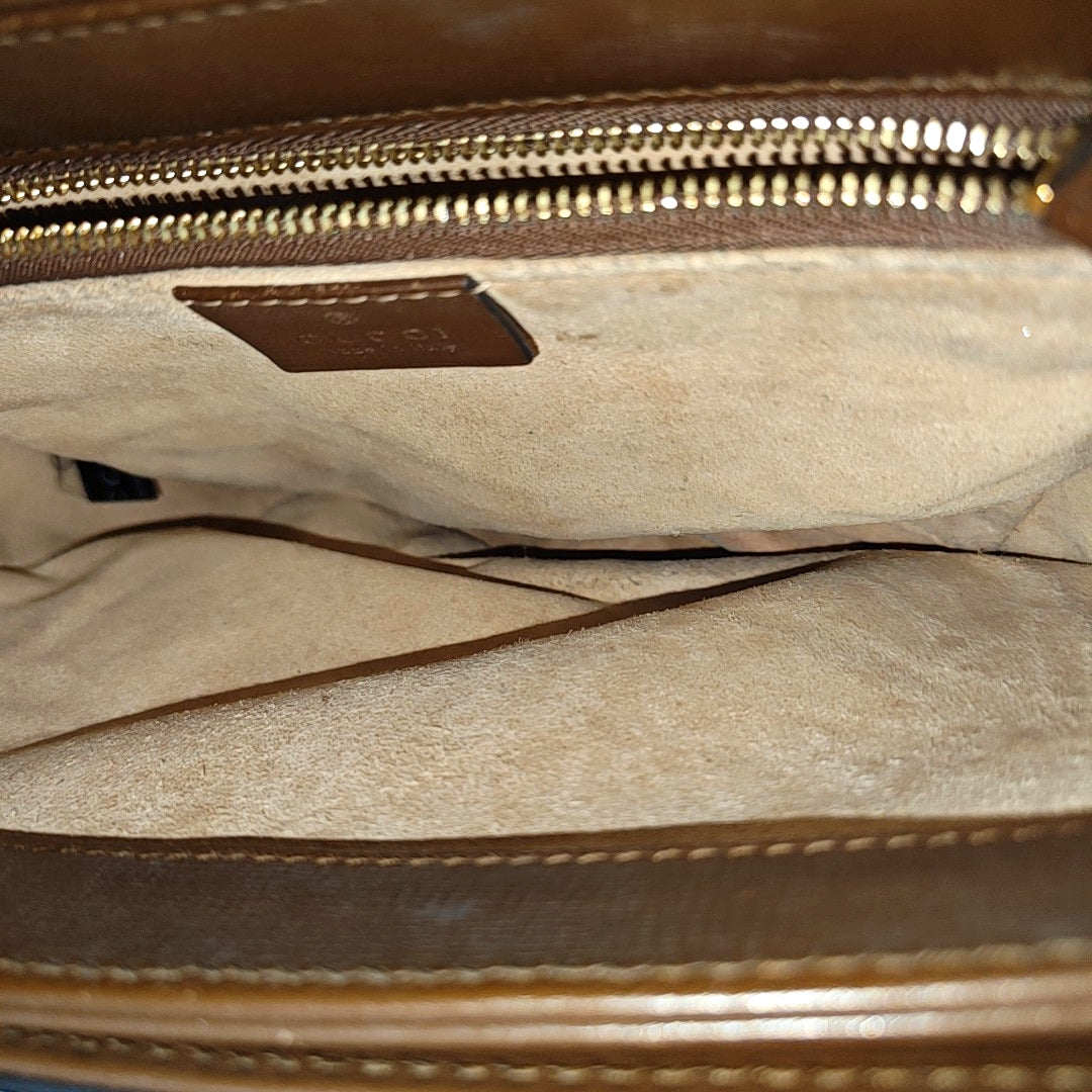 Horsebit 1955 Medium Monogram Coated Canvas Beige