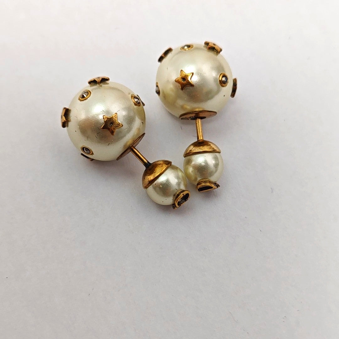 Dior Tribales Metal White Stud Earrings