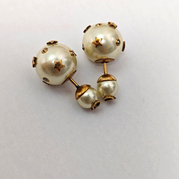 Dior Tribales Metal White Stud Earrings