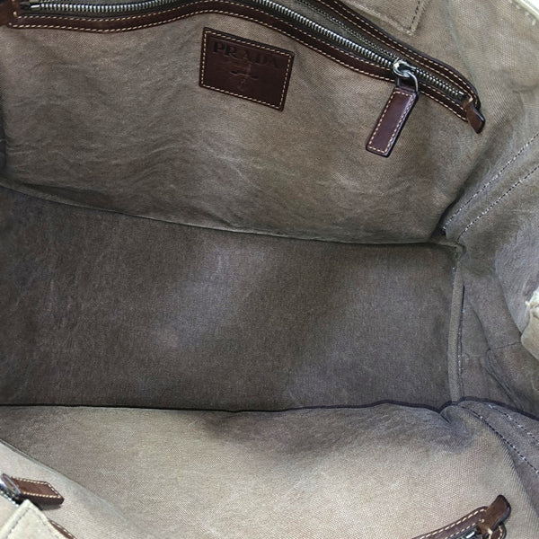 Quilted Canvas Tote Bag Brown