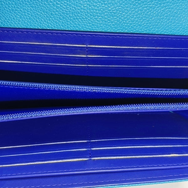 Grained Calfskin Wallet Blue