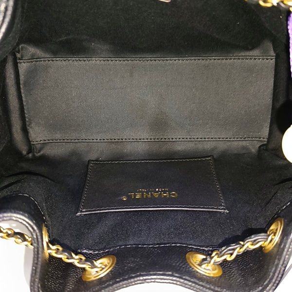 CHANEL 25 Mini Quilted Grained Calfskin Black