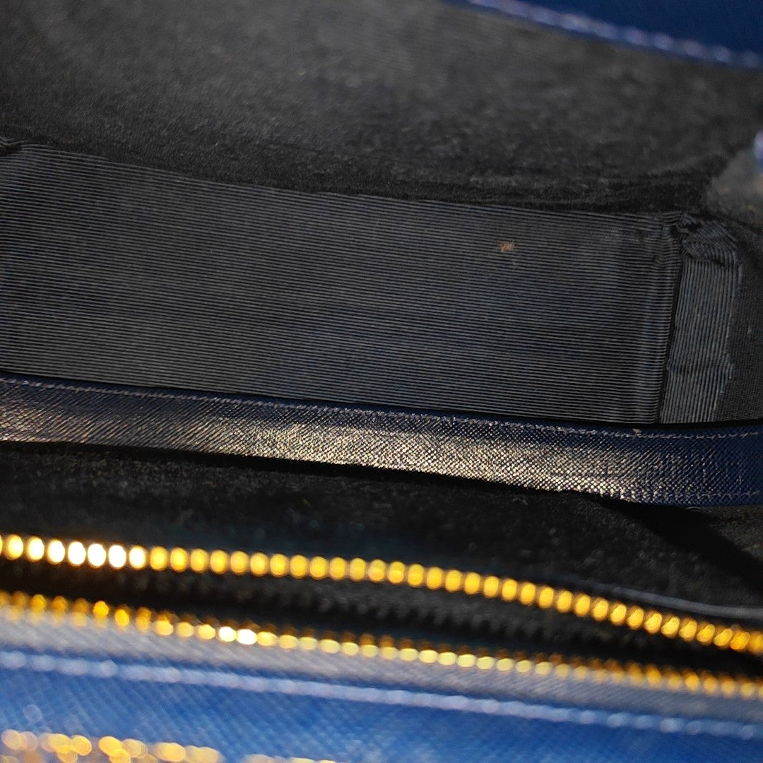 Leather Shoulder Bag Blue
