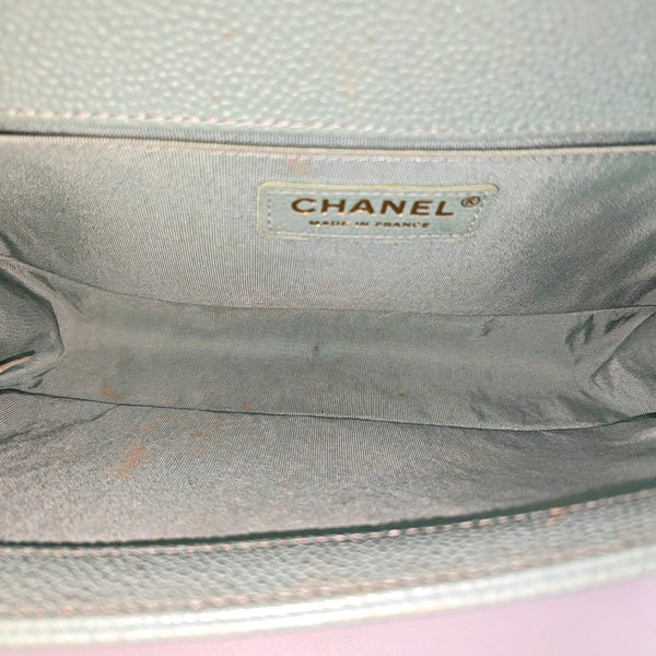BOY CHANEL Medium Quilted Grained Calfskin Blue