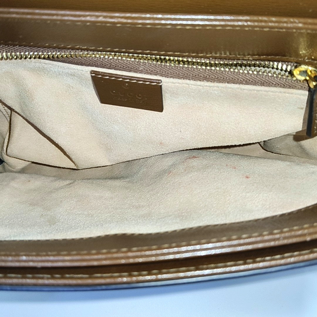 Horsebit 1955 Medium Monogram Coated Canvas Beige