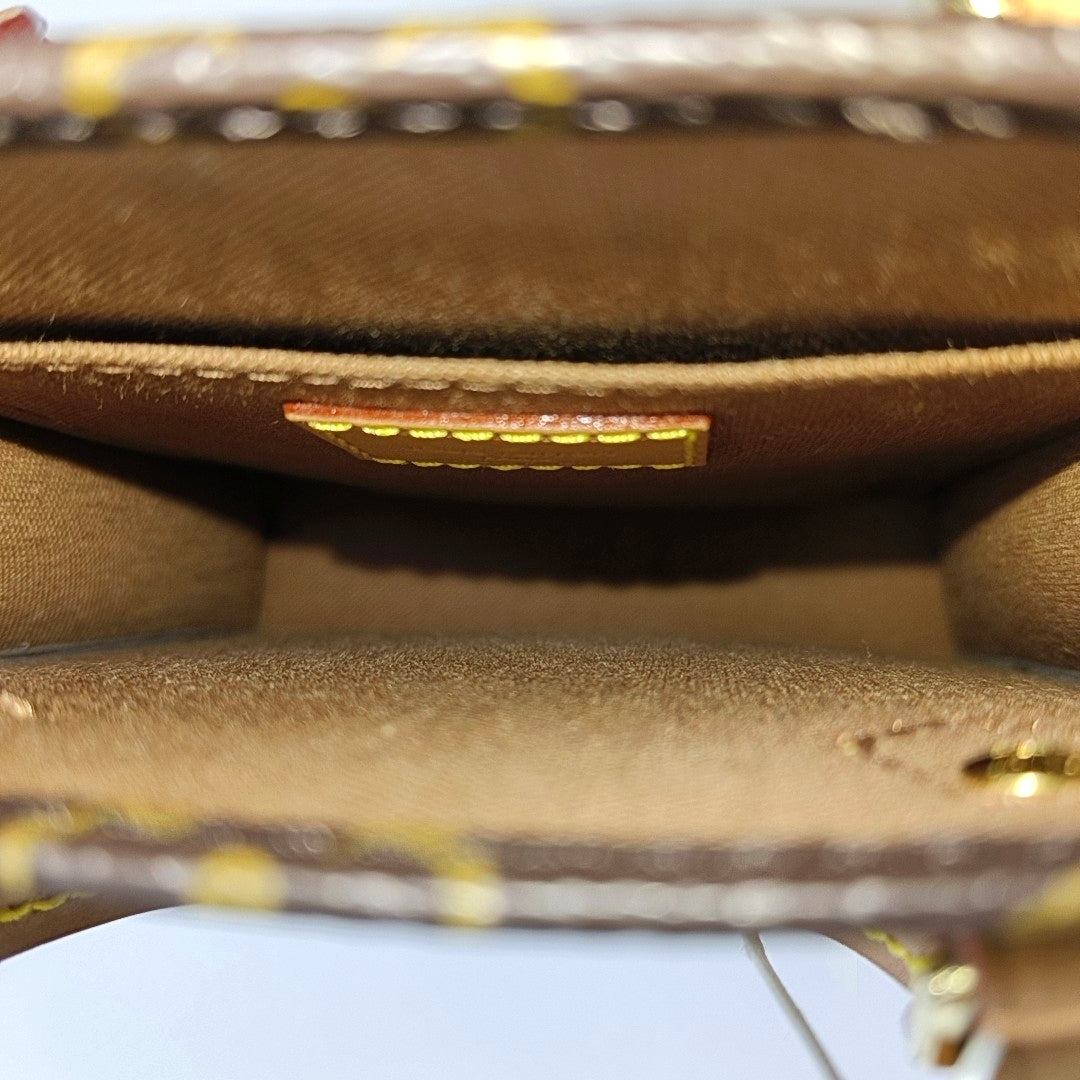 SAC PLAT Mini Monogram Coated Canvas Brown
