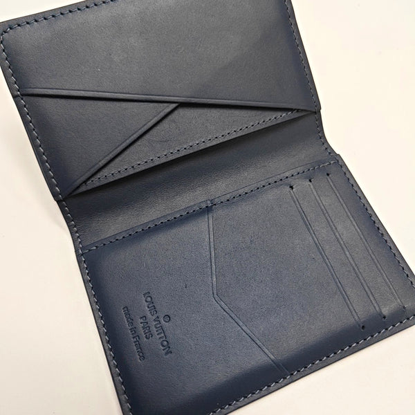 Monogram Calfskin Card Holder Blue