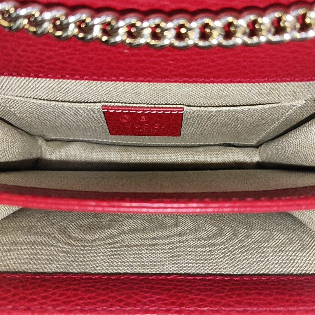 Interlocking G Small Calfskin Red