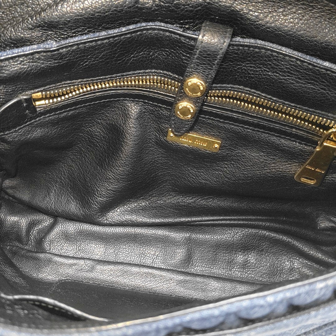 Quilted Denim Shoulder Bag Blue