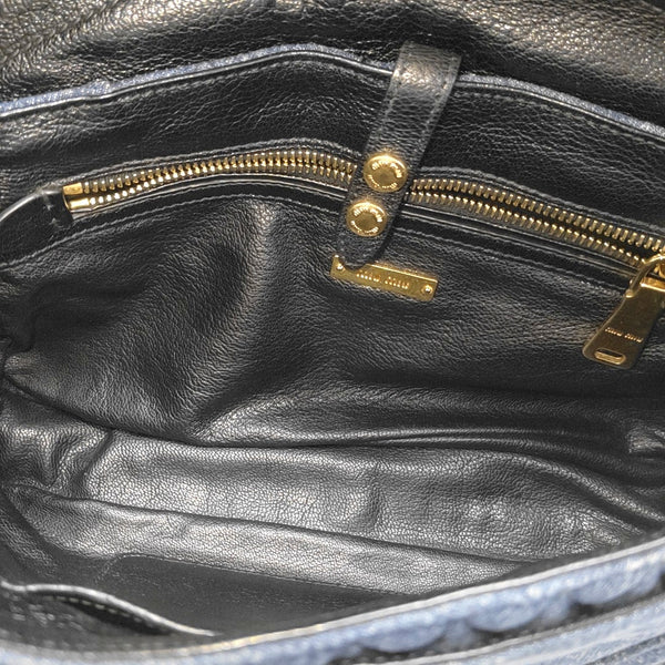 Quilted Denim Shoulder Bag Blue