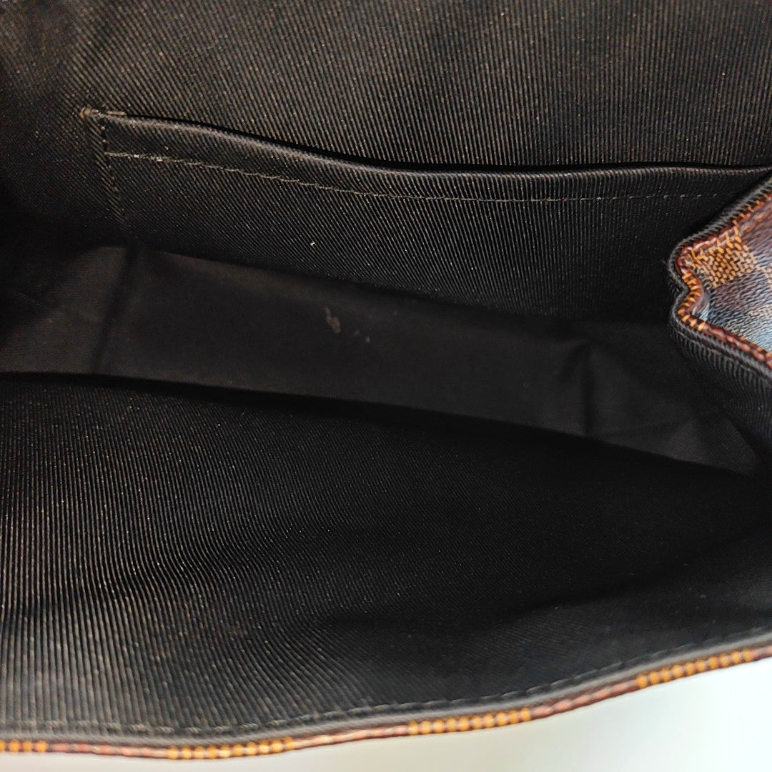 CLAPTON Damier Ebene Coated Canvas Brown