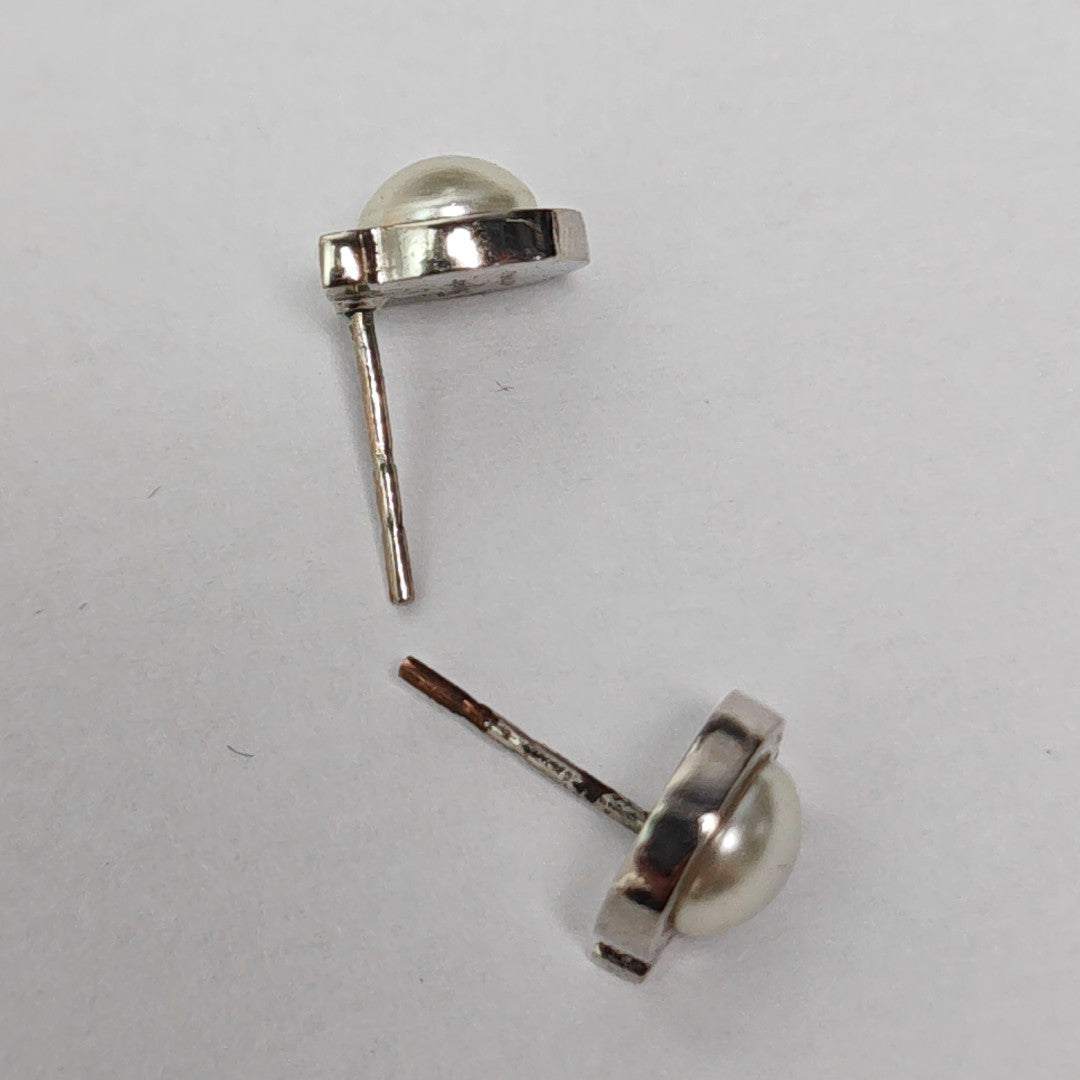 Metal White Stud Earrings