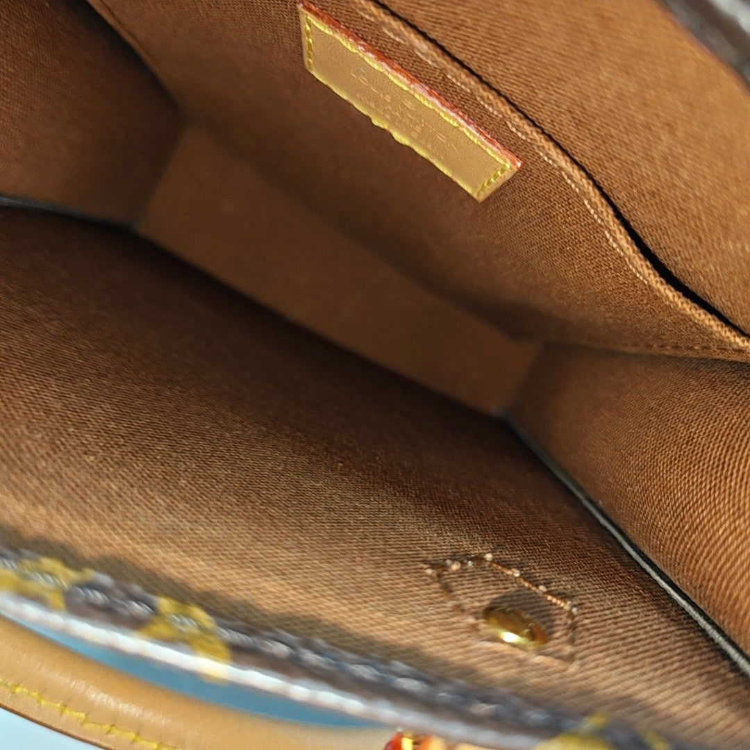 SAC PLAT Mini Monogram Coated Canvas Brown