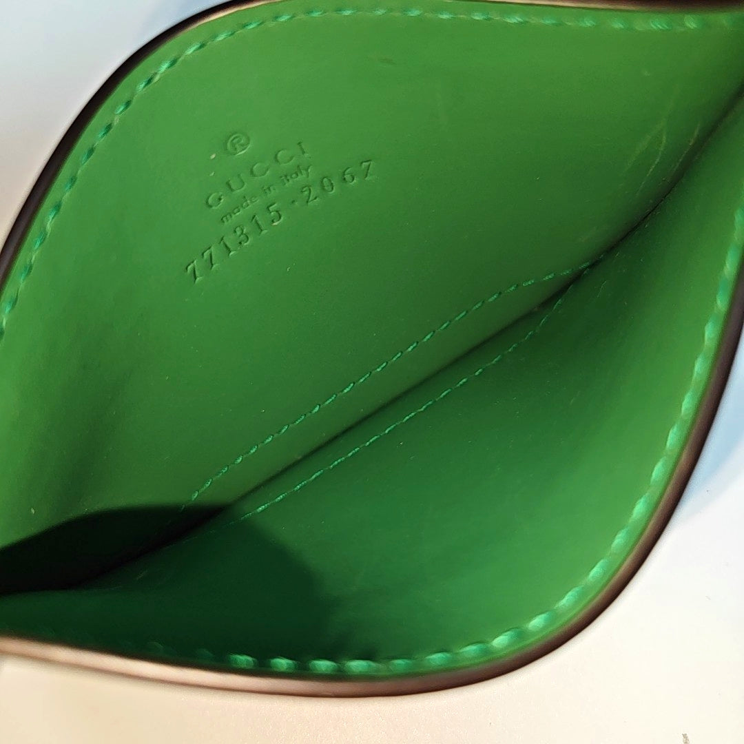 Signature Monogram Calfskin Green Card Holder