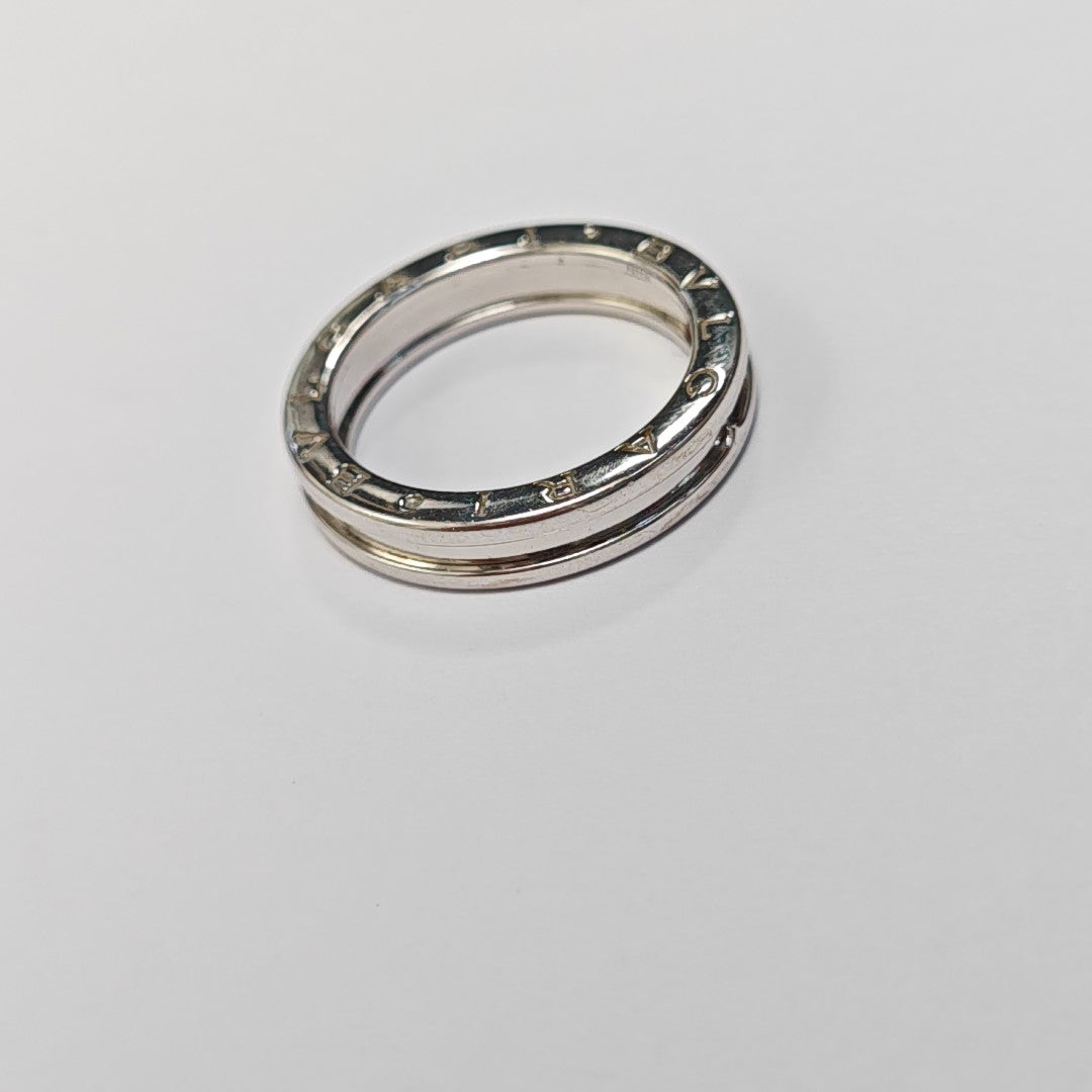 B.ZERO1 18k White Gold Silver Ring EU 60