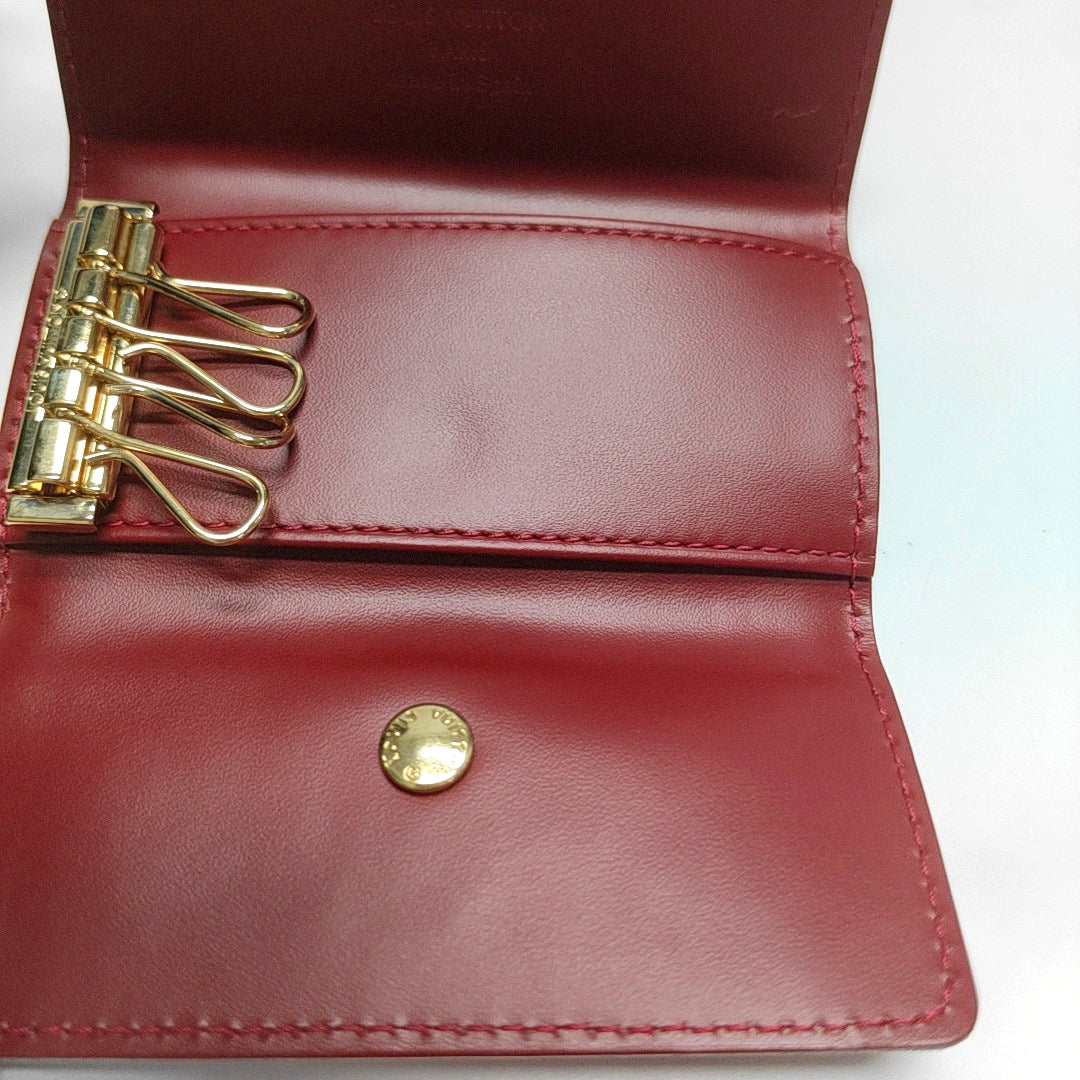 Monogram Patent Leather Key Pouch Red