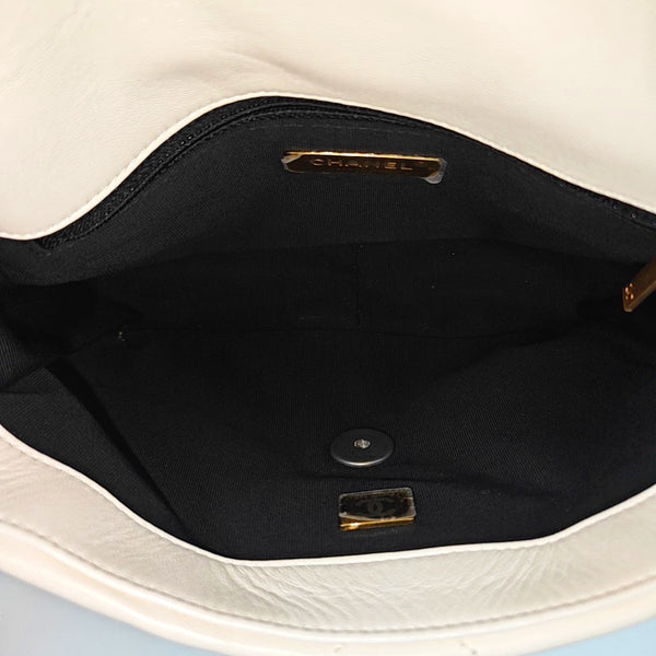 CHANEL 19 Small Quilted Lambskin White