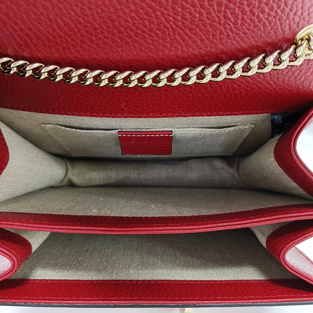 Interlocking G Small Calfskin Red