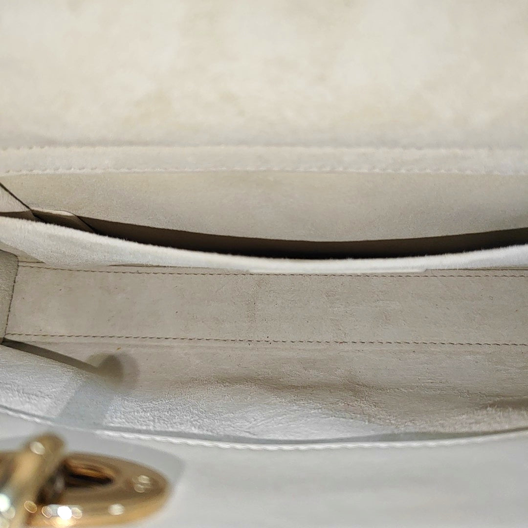 Lady D-Joy Medium Cannage Lambskin White