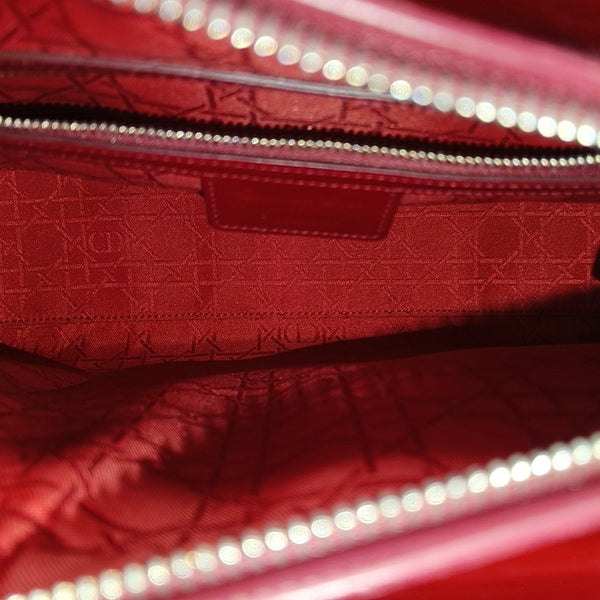 Lady Dior Large Cannage Patent Leather Red