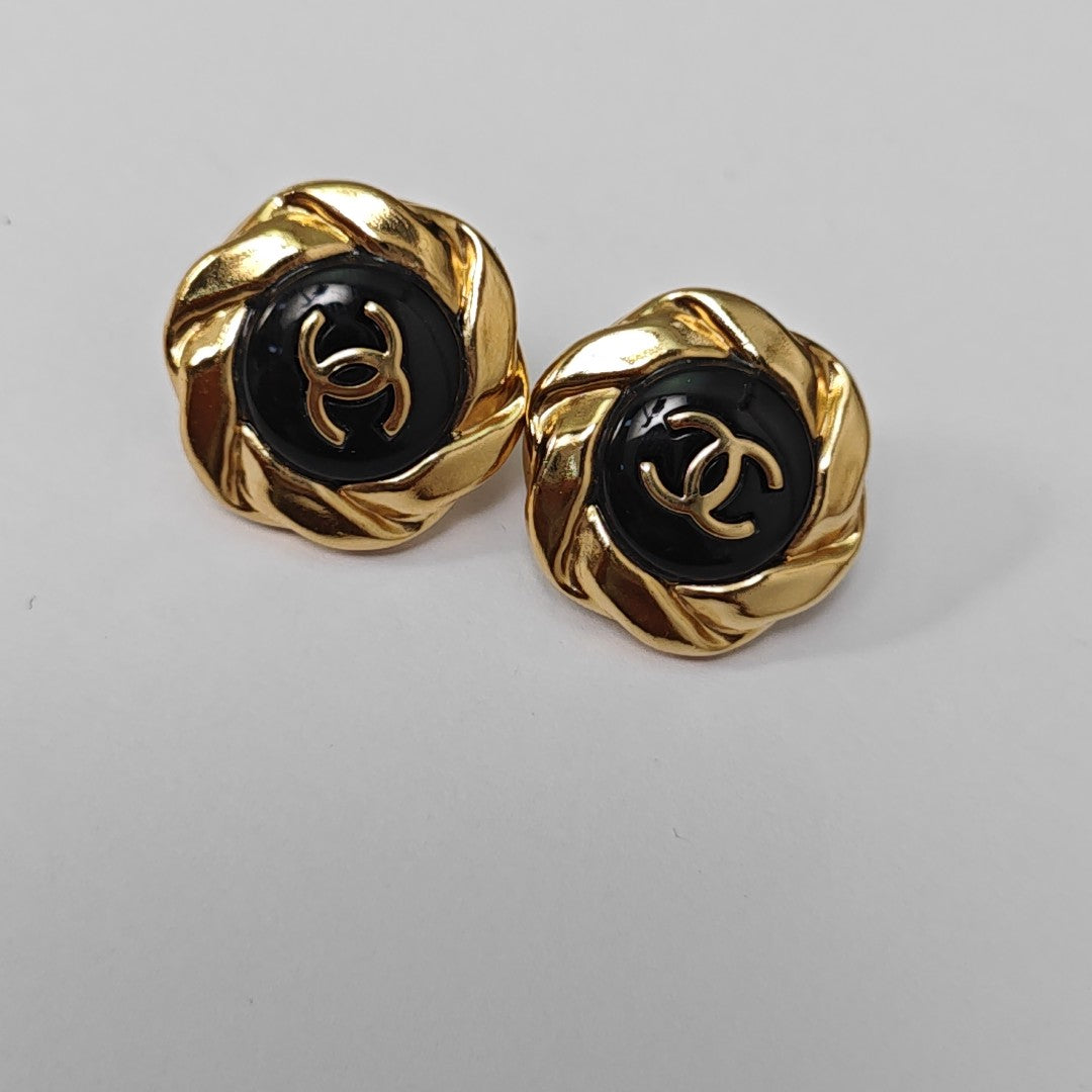 Metal Black Stud Earrings