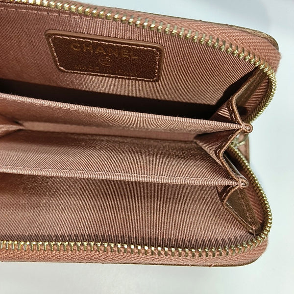 Quilted Lambskin Card Holder Beige
