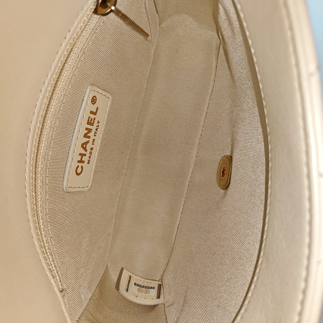 Quilted Calfskin Shoulder Bag White