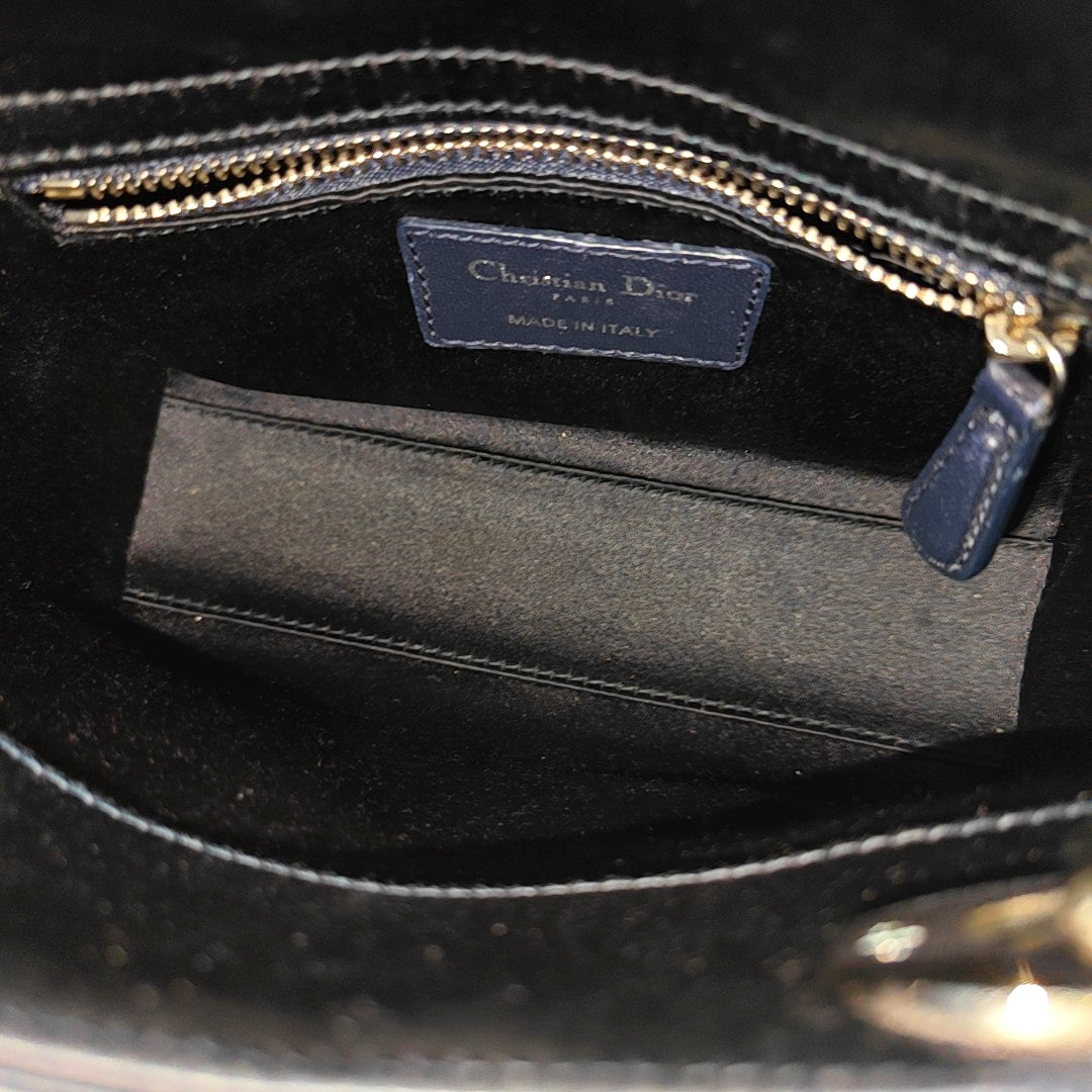 Lady Dior Mini Silk Satin Blue