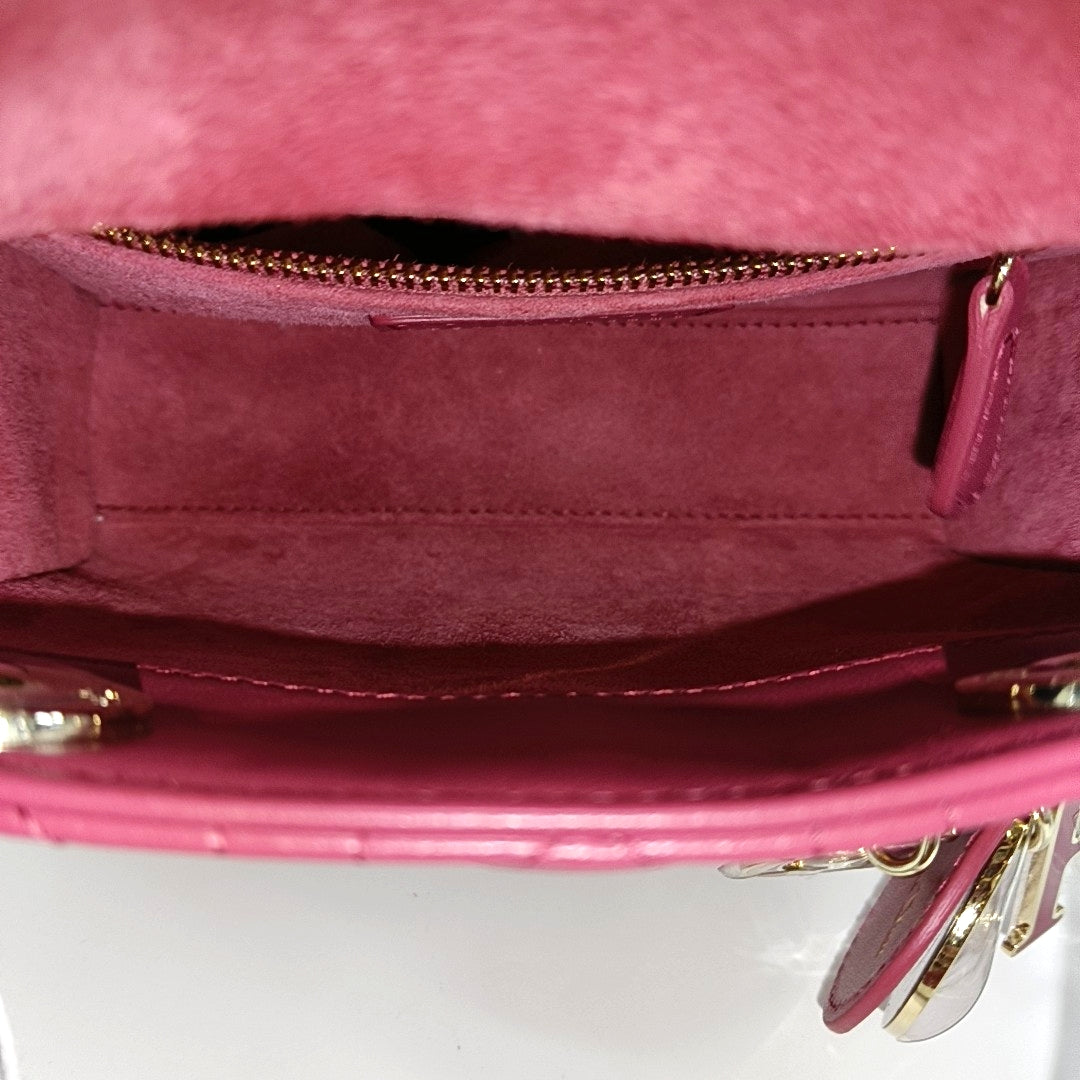 Lady Dior Mini Cannage Lambskin Red
