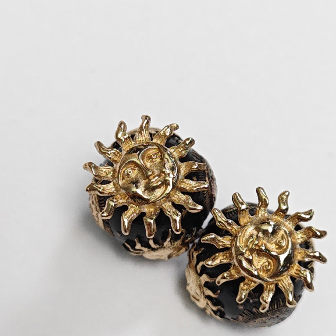 Dior Tribales Metal Black Stud Earrings