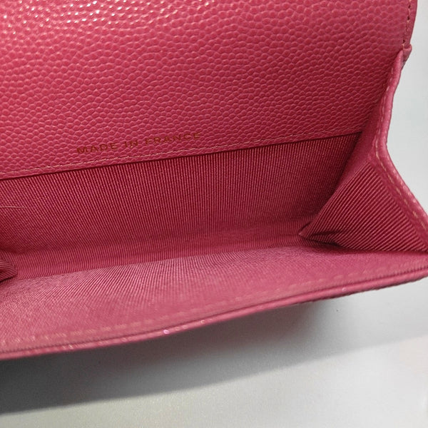 CLASSIC FLAP Quilted Grained Calfskin Pink Wallet