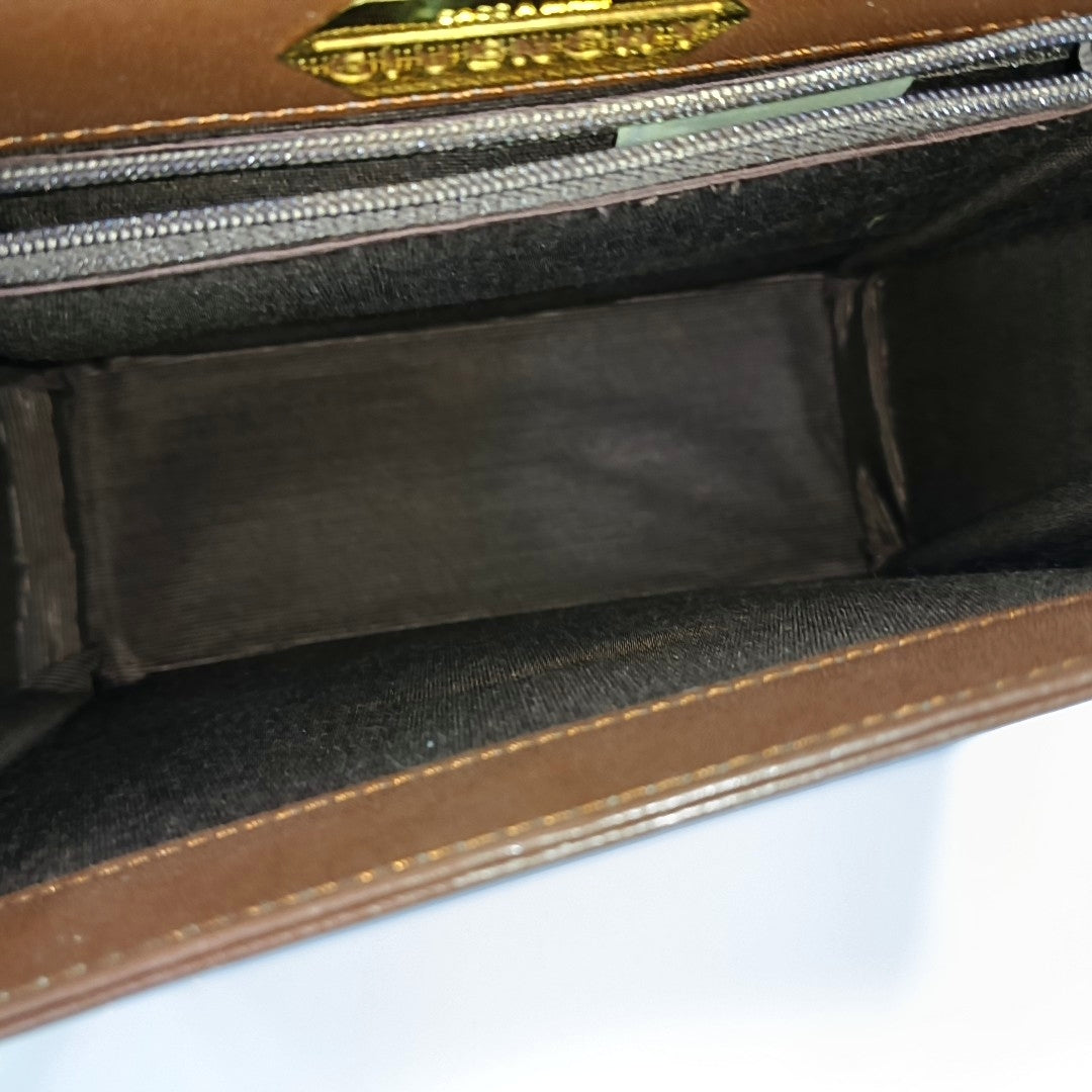 Calfskin Top Handle Bag Brown