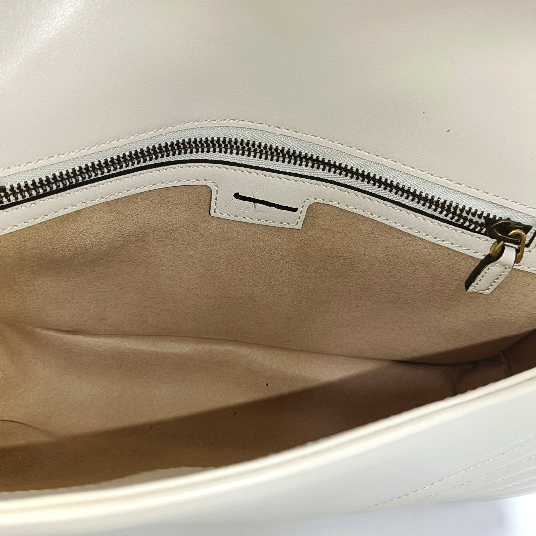 GG Marmont Medium Quilted Calfskin White