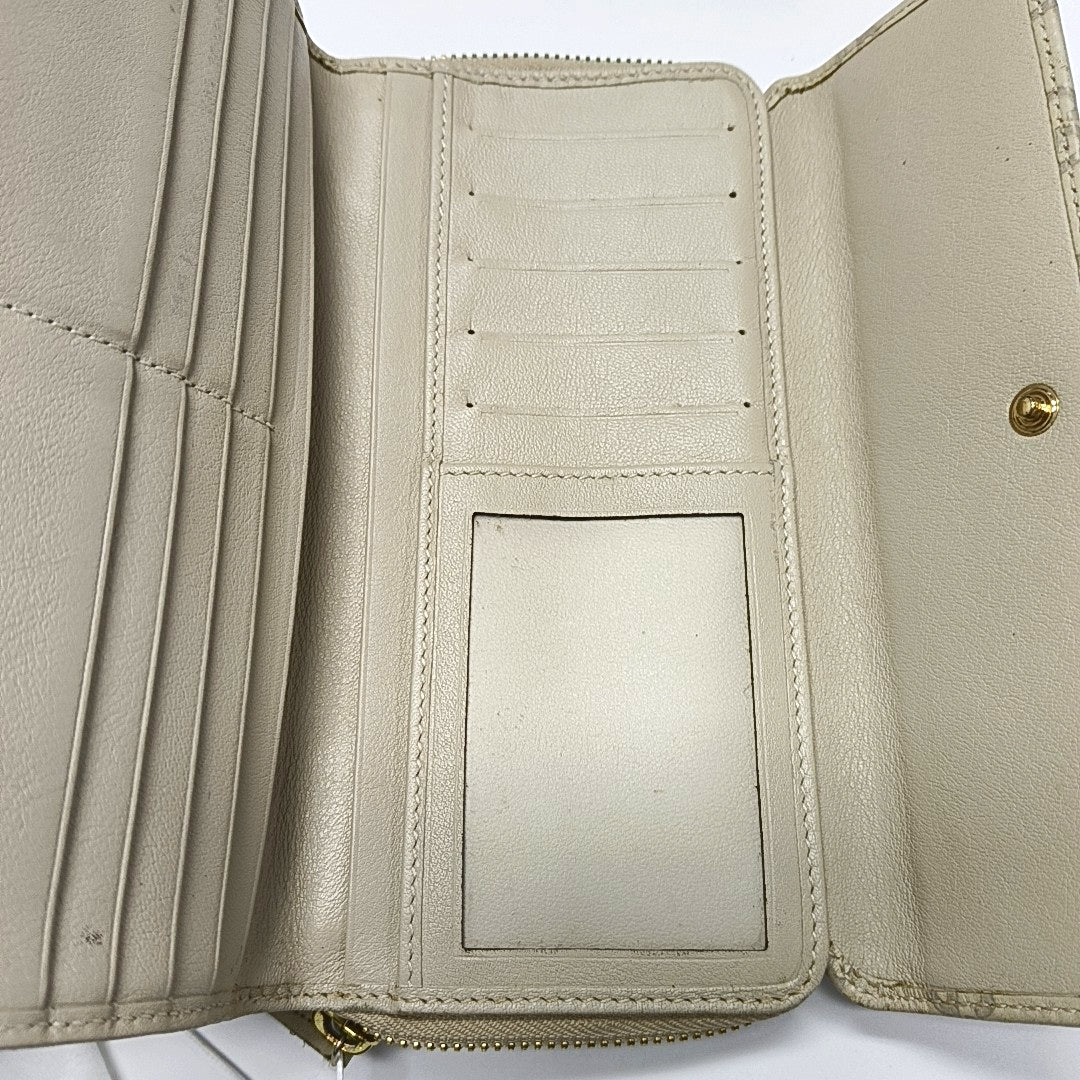 Monogram Leather Wallet Beige