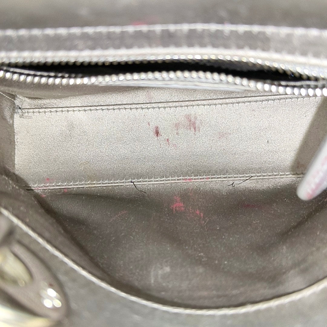 Authenticated pre-owned  Lady Dior Mini Cannage Silk Satin Gray - Tote Bag at Looply