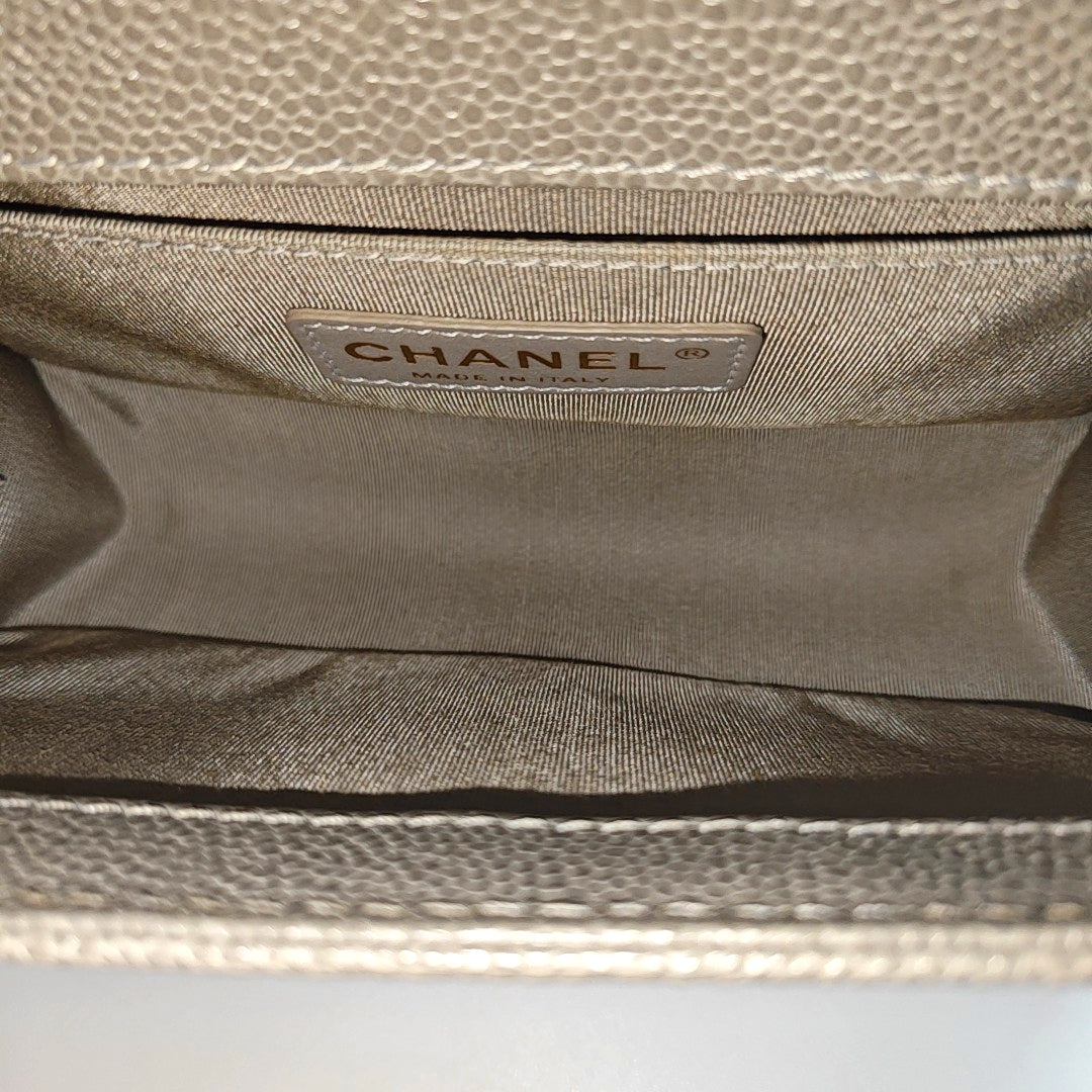 BOY CHANEL Small Quilted Grained Calfskin Gray