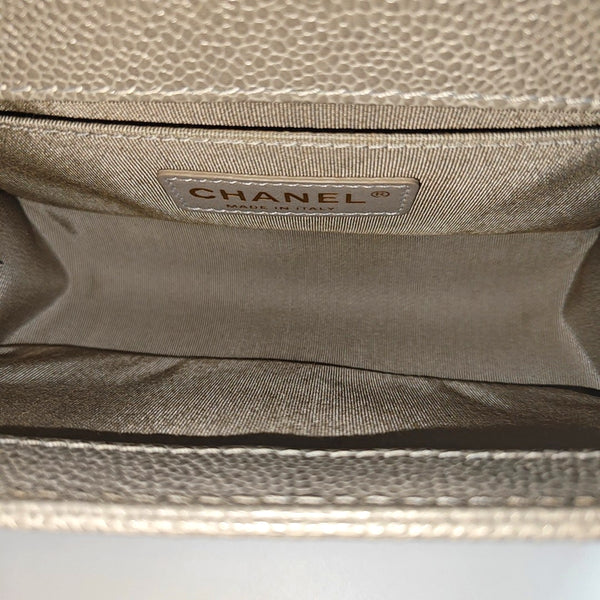 BOY CHANEL Small Quilted Grained Calfskin Gray