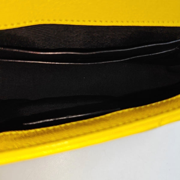 Chevron Calfskin Small Yellow