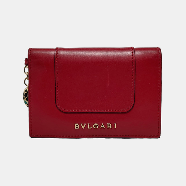 SERPENTI FOREVER Calfskin Red Card Holder