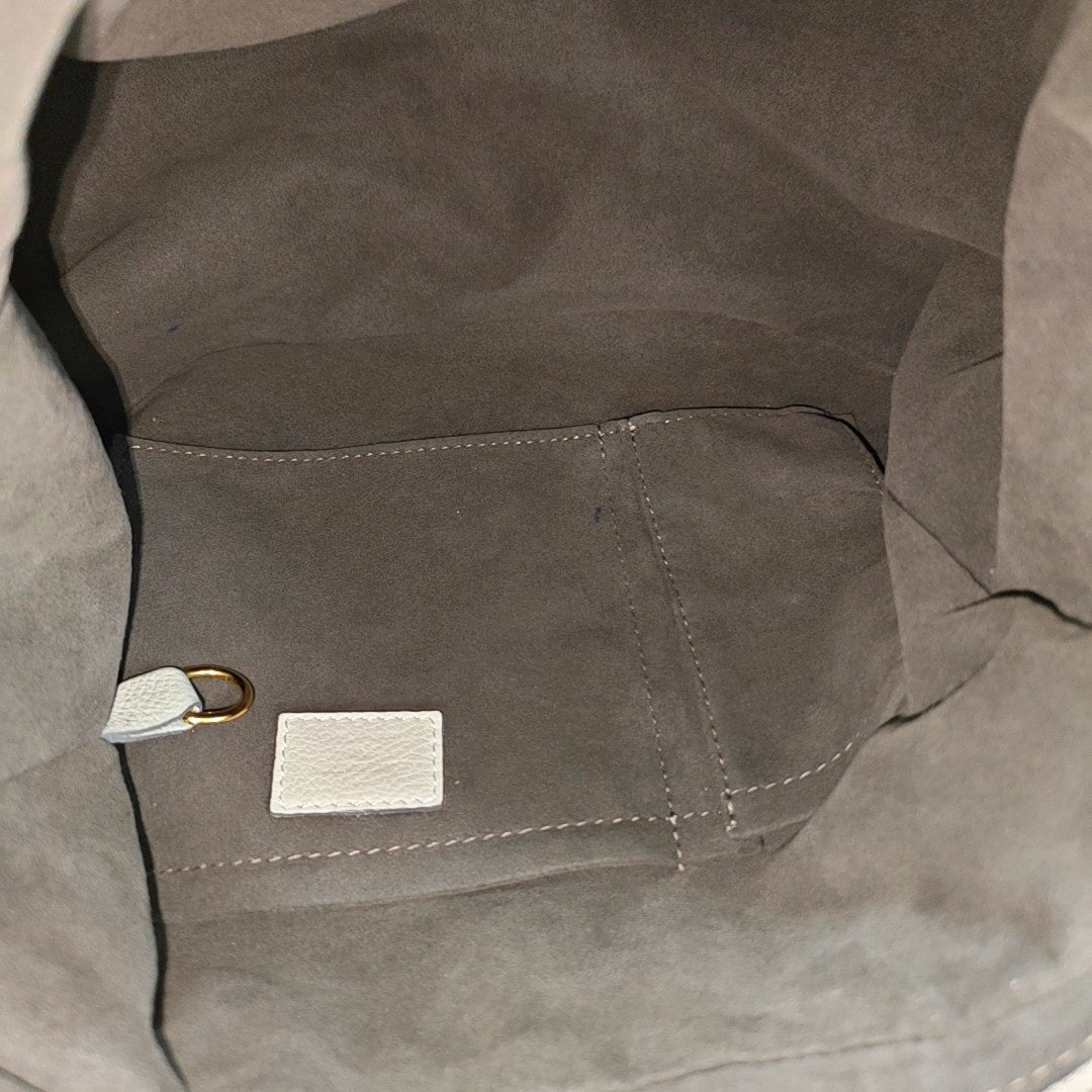 Monogram Calfskin Shoulder Bag White